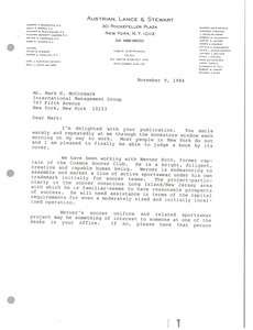 Letter from David S. Brown to Mark H. McCormack