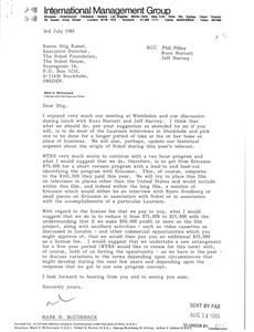 Letter from Mark H. McCormack to Stig Ramel