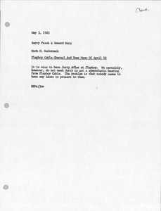 Memorandum from Mark H. McCormack to Barry Frank and Howard Katz