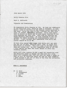 Memorandum from Mark H. McCormack to Billy Stearns file