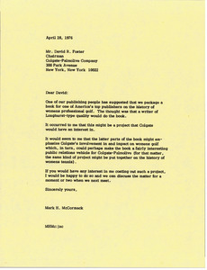 Letter from Mark H. McCormack to David R. Foster