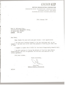 Letter from Alan Hart to Mark H. McCormack