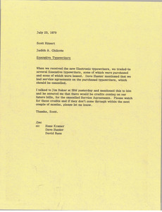 Memorandum from Judith A. Chilcote to Scott Ritsert