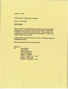 Memorandum from Mark H. McCormack to administrative operational committee