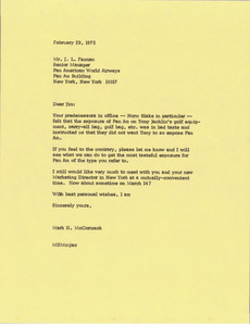 Letter from Mark H. McCormack to James L. Fannan