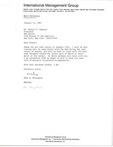 Letter from Mark H. McCormack to Dennis D. Swanson