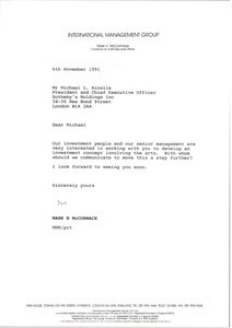 Letter from Mark H. McCormack to Michael L. Ainslie