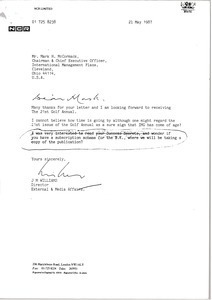 Letter from J. M. Williams to Mark H. McCormack