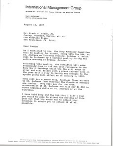 Letter from Mark H. McCormack to Frank D. Tatum