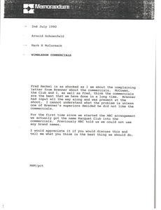 Memorandum from Mark H. McCormack to Arnold Schoenfeld