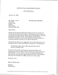 Fax from Mark H. McCormack to multiple recipients