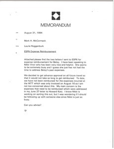 Memorandum from Laurie Roggenburk to Mark H. McCormack