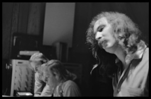 Stephen Stills, Bill Halverson, and David Crosby (l. to r.) in Wally Heider Studio 3 while producing the first Crosby, Stills, and Nash album