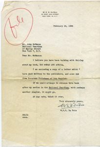 Letter from W. E. B. Du Bois to John T. McManus