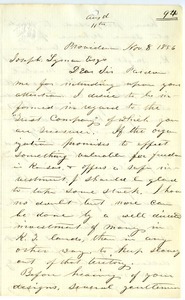 Letter from E. H. Ball to Joseph Lyman