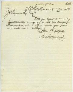 Letter from Amos Townsend to Joseph Lyman