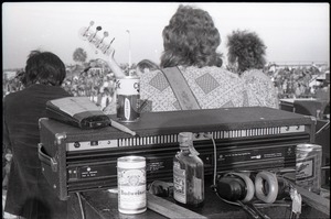 Hollywood Speedway Rock Festival: view from behind of Elvin Bishop on stage with band