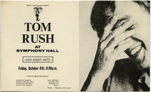Tom Rush at Symphony Hall, one night only, Friday, October 6th, 8:30 p.m.