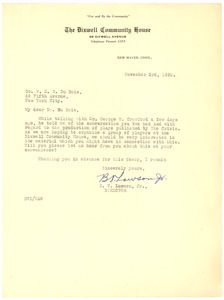 Letter from Dixwell Community House to W. E. B. Du Bois