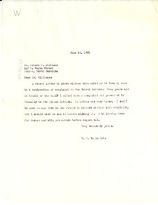 Letter from W. E. B. Du Bois to Robert F. Williams