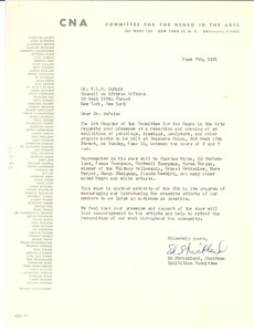 Letter from Committee for the Negro in the Arts to W. E. B. Du Bois