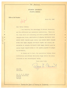 Memo from Rufus E. Clement to W. E. B. Du Bois