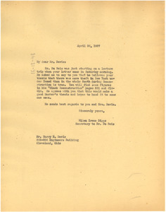 Letter from Ellen Irene Diggs to Harry E. Davis