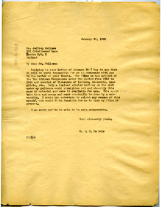 Letter from W. E. B. Du Bois to Jeffrey Mellows