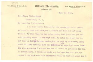 Letter from W. E. B. Du Bois to Charles Richardson