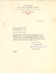 Letter from A. C. McClurg & Co. to Mrs. E. R. Kellersberger