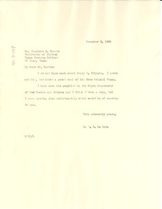 Letter from W. E. B. Du Bois to Theodore D. Harris