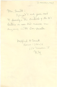 Letter from W. E. B. Du Bois to Wilford H. Smith