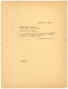 Letter from W. E. B. Du Bois to Ellen Winsor