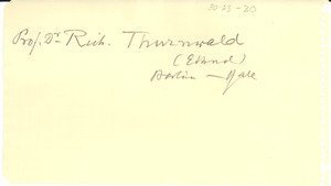 Address of Richard Thurnwald
