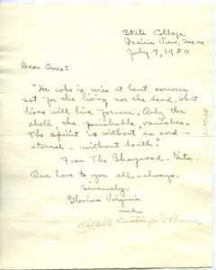 Letter from Glovina Virginia Perry and William Rutherford Banks to W. E. B. Du Bois