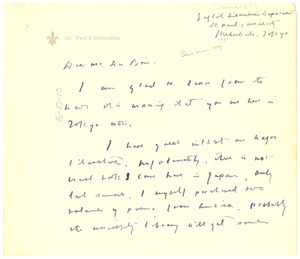 Letter from William Yang to W. E. B. Du Bois