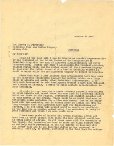 Letter from W. E. B. Du Bois to Firestone Tire and Rubber Company