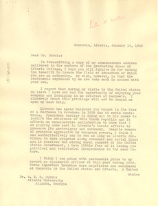 Letter from Lester A. Walton to W. E. B. Du Bois