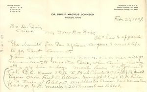 Letter from Philip Magnus Johnson to W. E. B. Du Bois