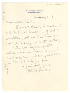Letter from Otelia Cromwell to W. E. B. Du Bois