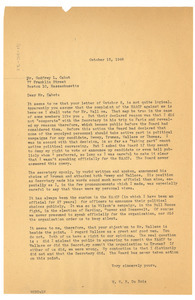 Letter from W. E. B. Du Bois to Godfrey L. Cabot