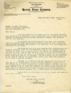 Letter from Herrick Foote Company to Donald W. Howe