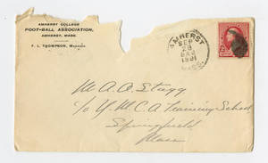 Envelope from a letter to Amos Alonzo Stagg from Amherst College sent September 27, 1891