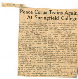 Peace Corps Trains Again at Springfield College (June 20, 1965)