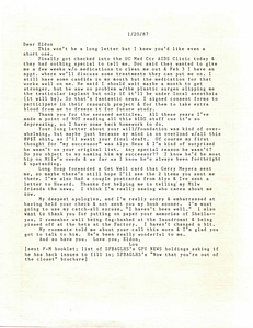 Correspondence from Lou Sullivan to Eldon Murray (January 20, 1987)