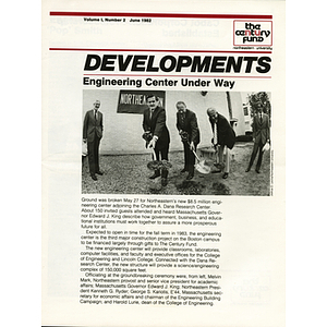 "Developments" newsletter showing Engineering building groundbreaking