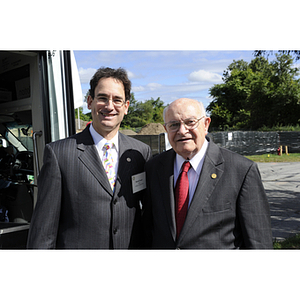 Dr. George J. Kostas, alumnus and donor, stands with David E. Luzzi, dean of the College of Engineering