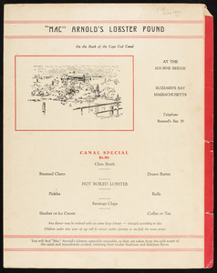"Mac" Arnold's Lobster Pound menu