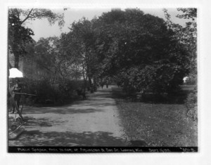 Public Garden, path to corner of Arlington and Boylston St. looking westerly