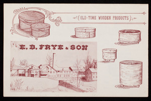 Suggested retail price sheet, old time wooden boxes, manufactured & sold by E.B. Frye & Son, Wilton, New Hampshire